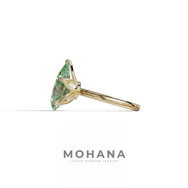 3 to 5 Carat Green Lab Grown Diamond Engagement Ring · Pear Cut Hidden Halo | Lyra alternate view