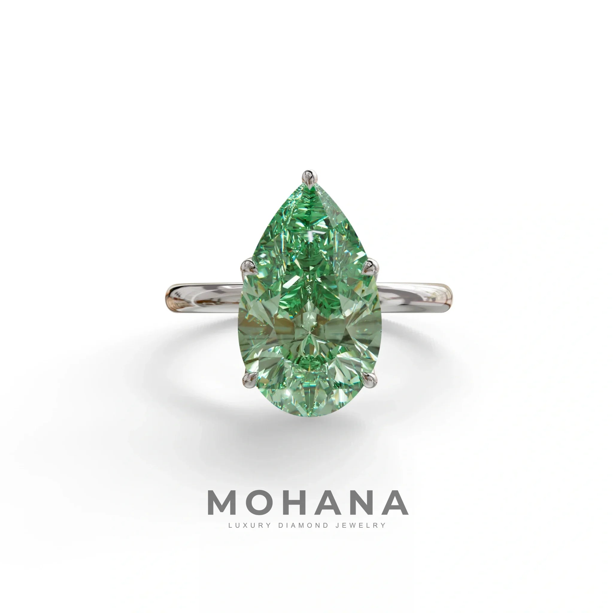 3 to 5 Carat Green Lab Grown Diamond Engagement Ring · Pear Cut Hidden Halo | Lyra - view 3