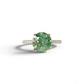 3.5 Carat Green Round Cut Lab Diamond Ring - Halo & Pave Setting Wedding Ring - 10K Solid Gold / Yellow Gold
