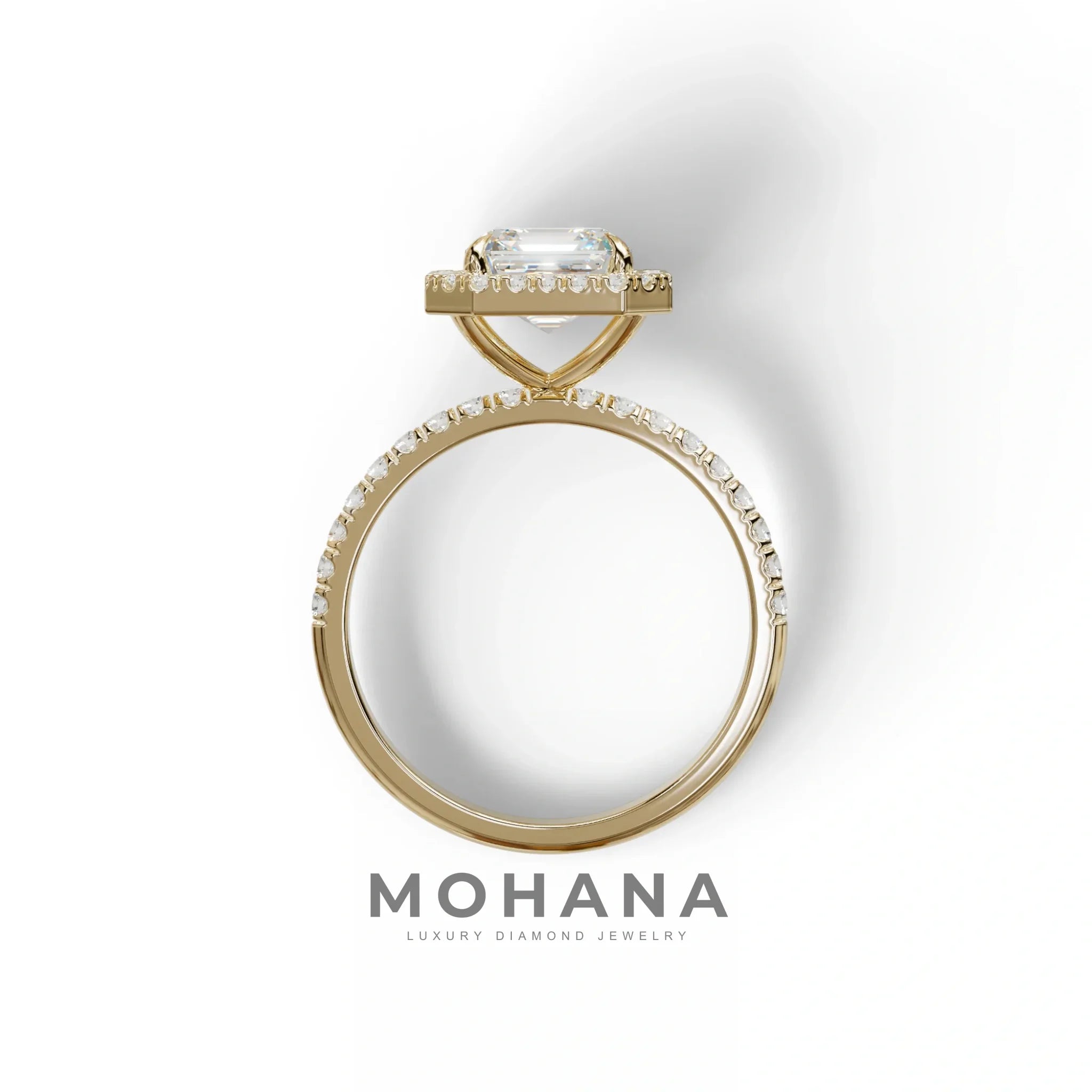 3.5 Ct E - VVS Asscher Cut Lab Diamond Halo & Pave Setting Ring - Up Glam