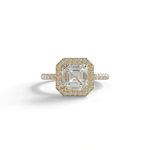 3.5 Carat Lab Grown Diamond Engagement Ring – Asscher Cut Halo & Pavé | Up Glam