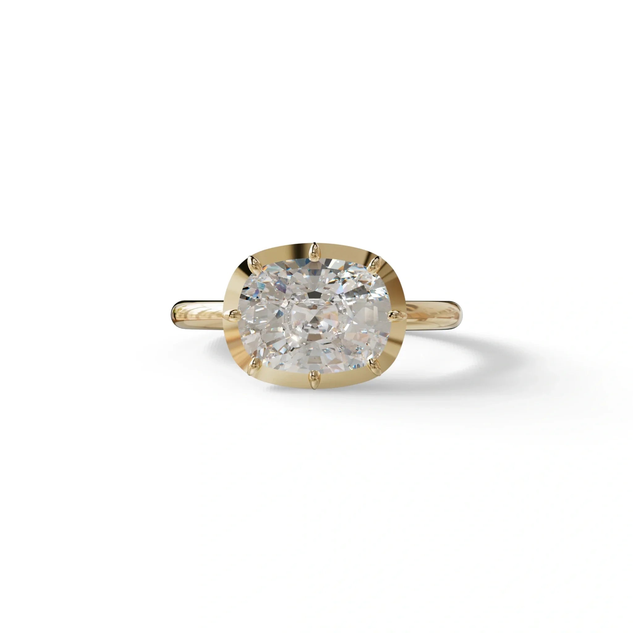 3 to 5 Carat Lab Grown Diamond Engagement Ring · Cushion Cut Bezel Set | Reverie - view 1
