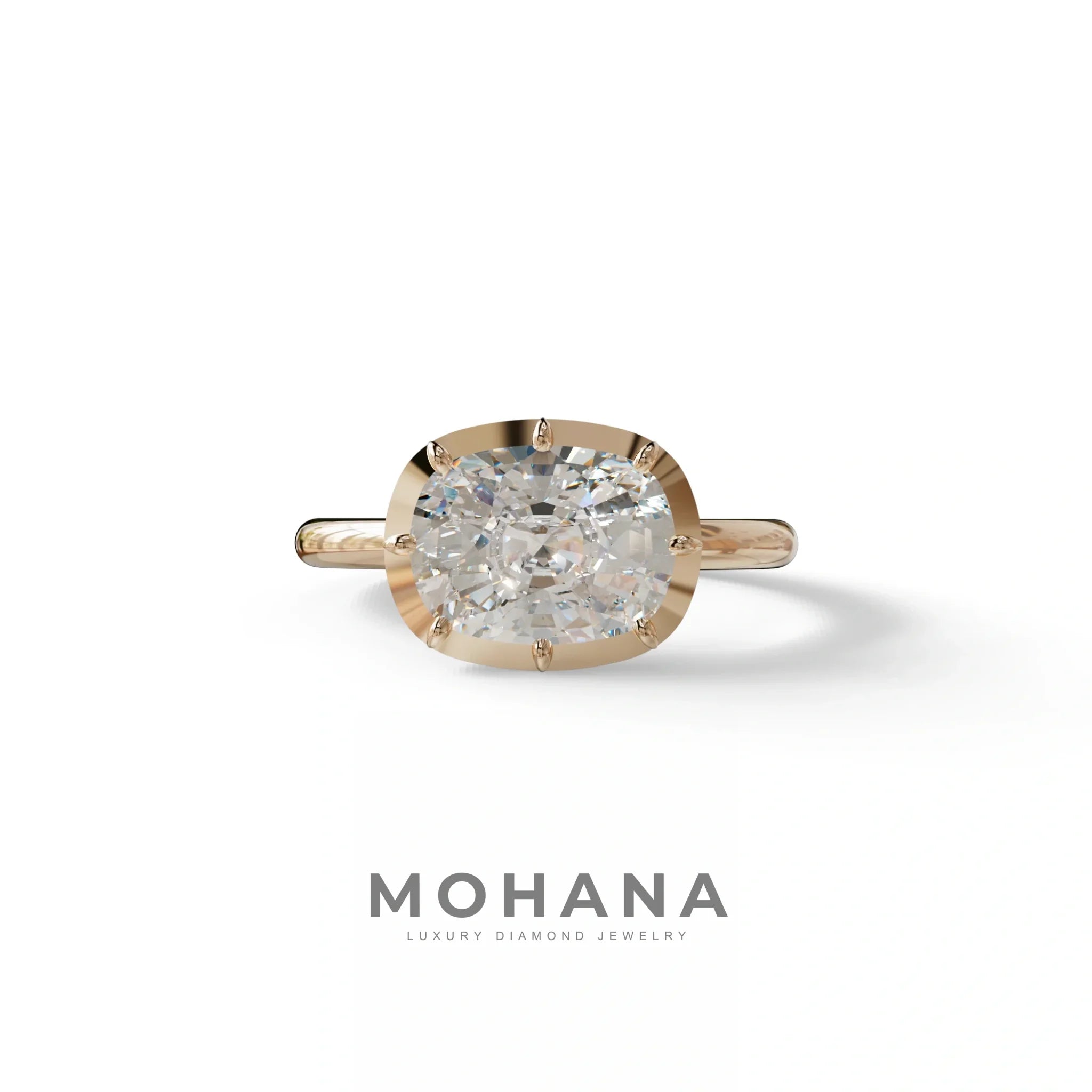3 to 5 Carat Lab Grown Diamond Engagement Ring · Cushion Cut Bezel Set | Reverie - view 2