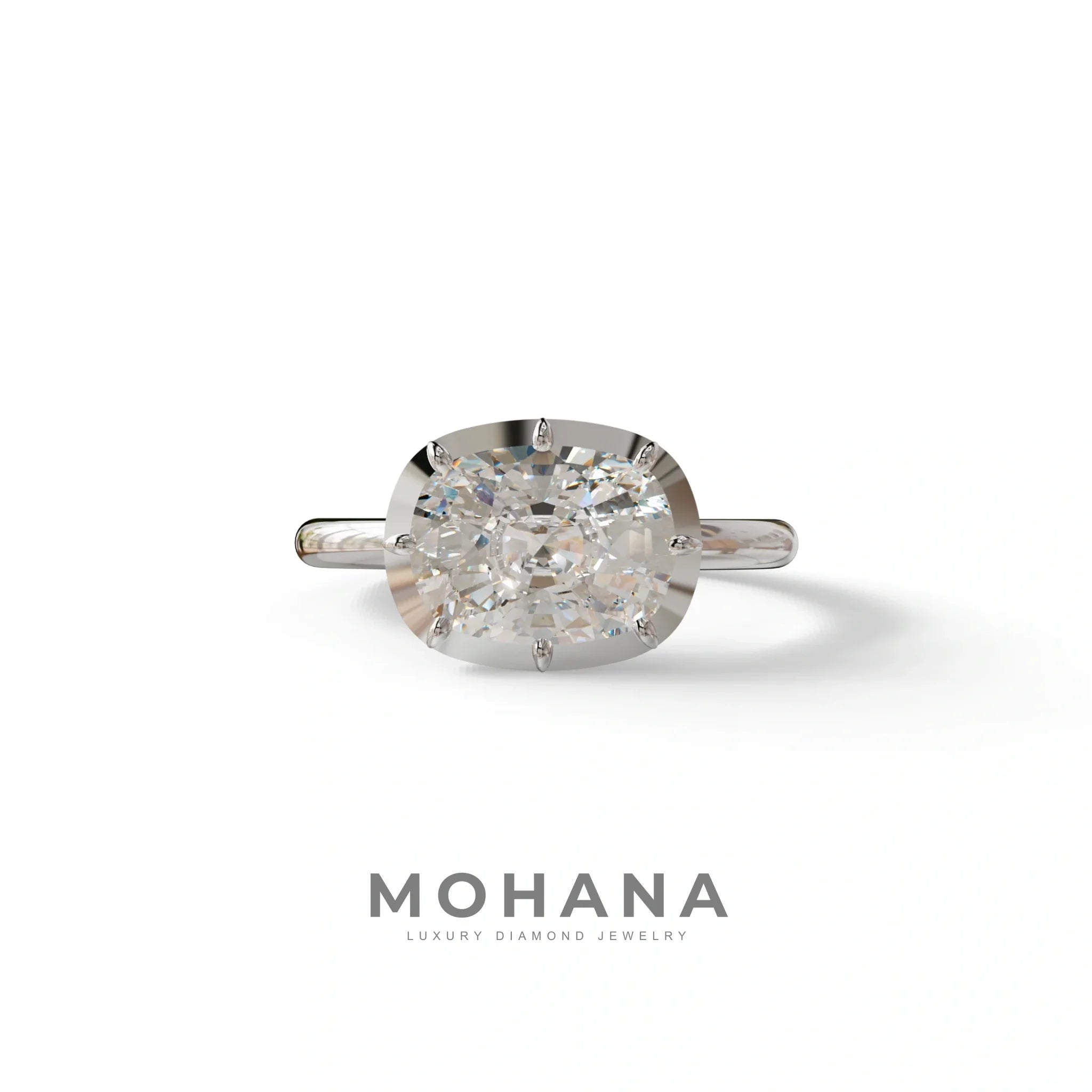 3 to 5 Carat Lab Grown Diamond Engagement Ring · Cushion Cut Bezel Set | Reverie - view 3