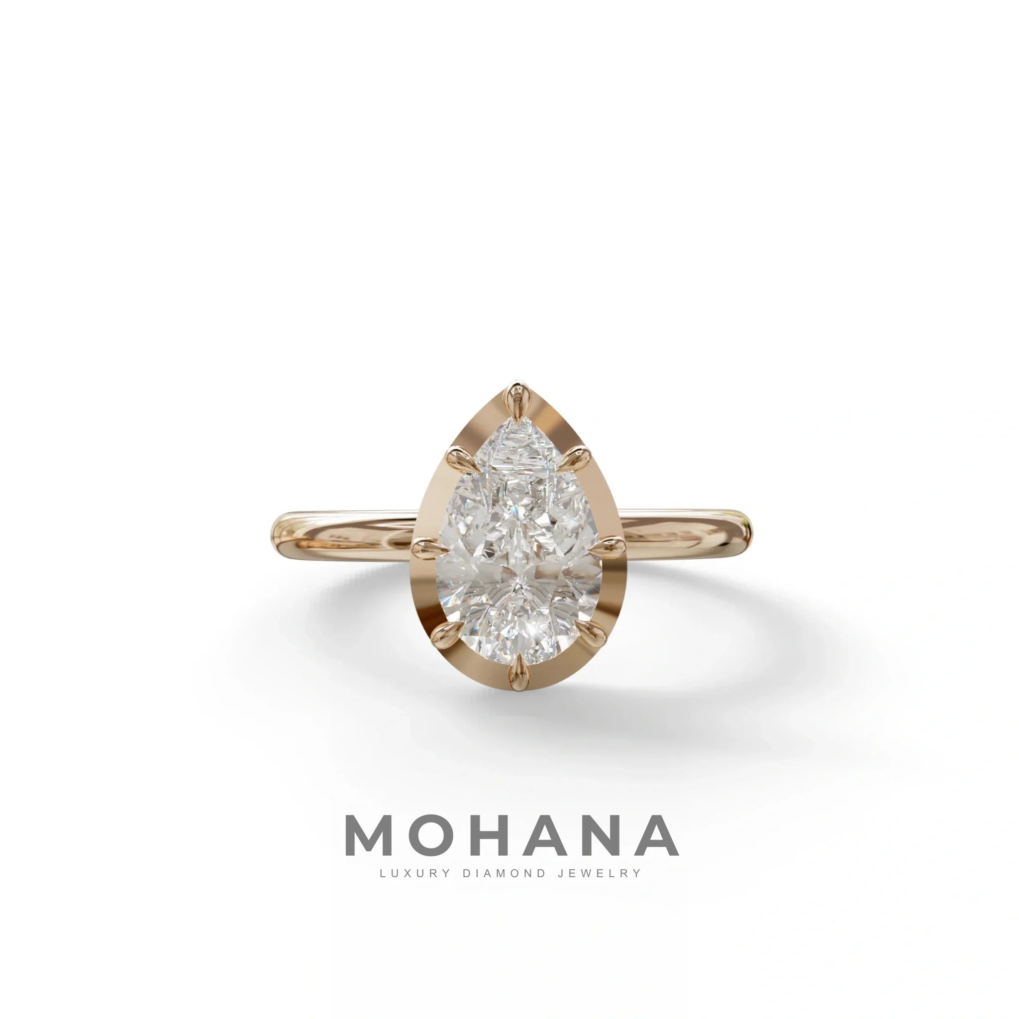 3 to 5 Carat Lab Grown Diamond Engagement Ring · Pear Cut Bezel Set | Mirage - view 2