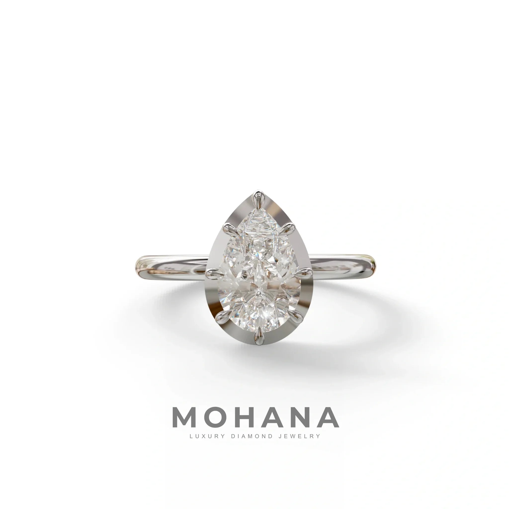 3 to 5 Carat Lab Grown Diamond Engagement Ring · Pear Cut Bezel Set | Mirage - view 3