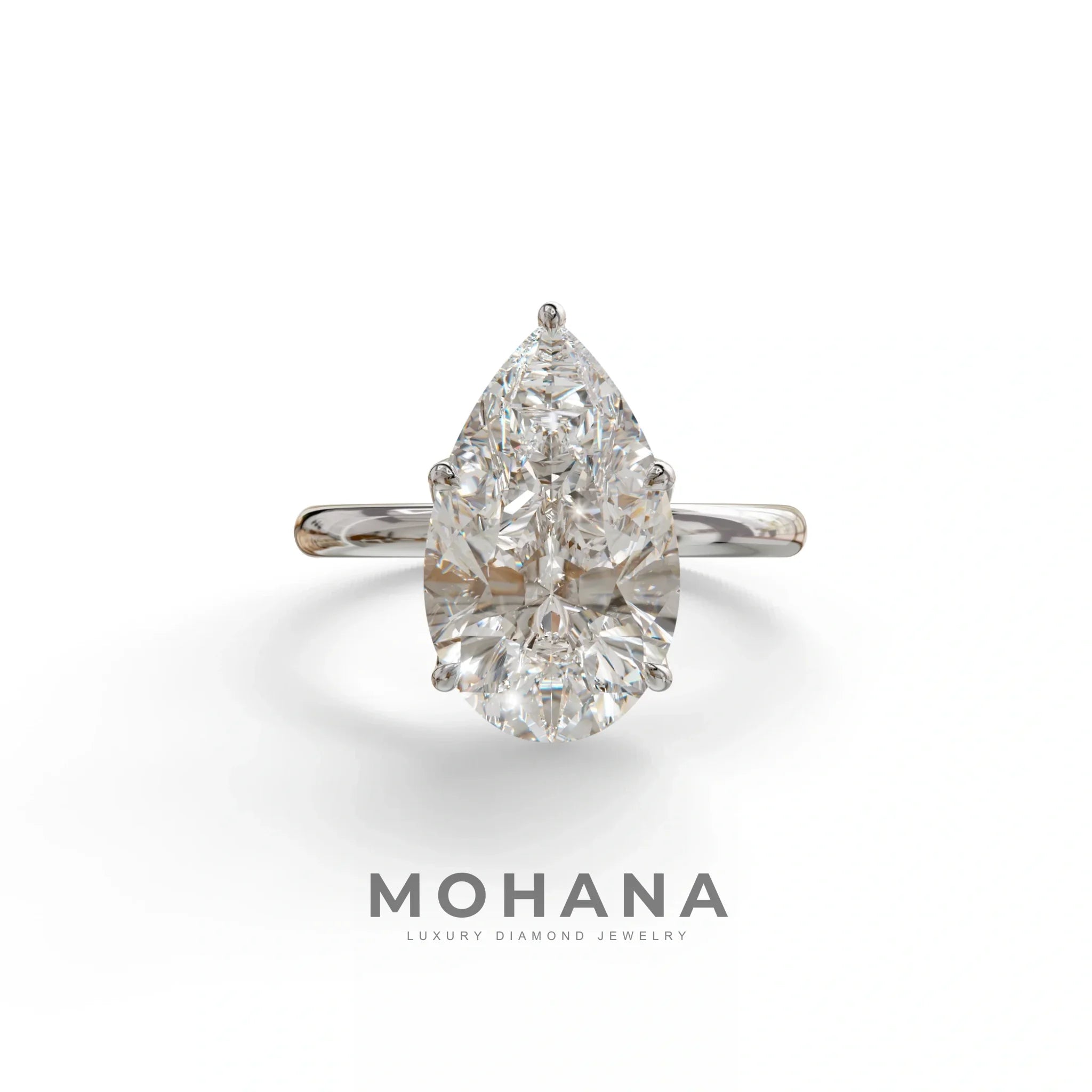 3 to 5 Carat Lab Grown Diamond Engagement Ring · Pear Cut Hidden Halo | Lyra - view 3