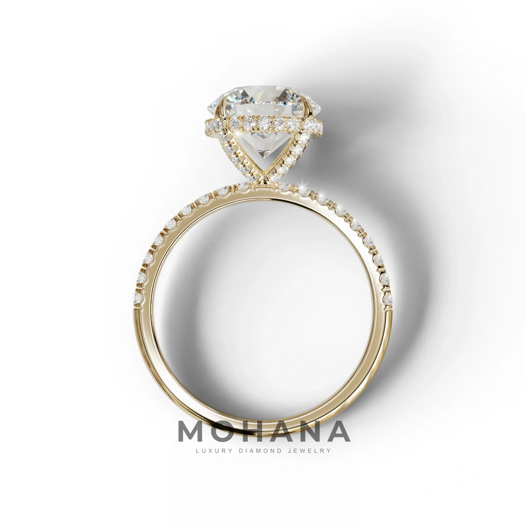3.5 Carat E-VVS Round Cut Lab Diamond Ring - Halo & Pave Setting Wedding Ring