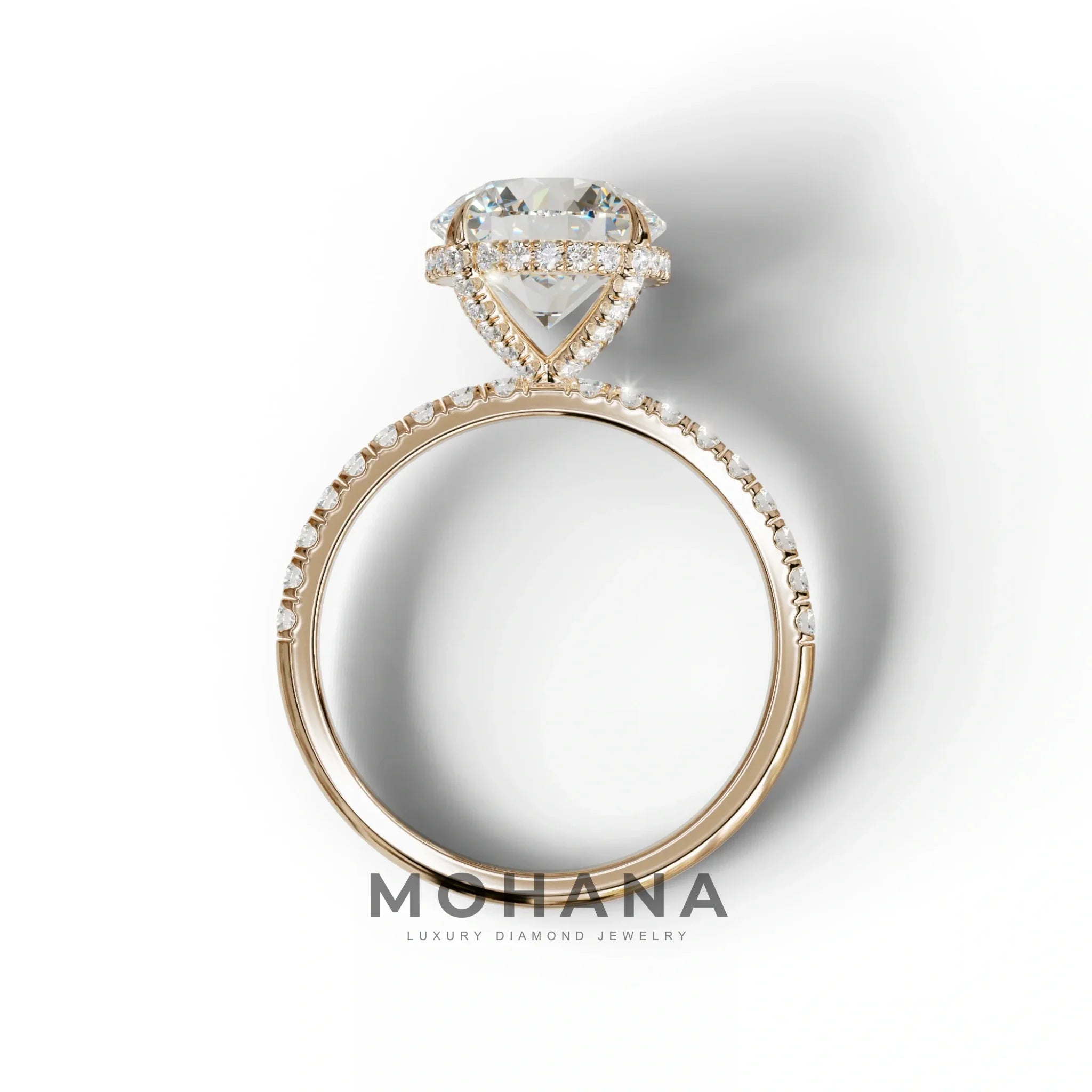 3.5 Carat E-VVS Round Cut Lab Diamond Ring - Halo & Pave Setting Wedding Ring