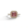 3.5 Ct Pink Asscher Cut Lab Diamond In Halo & Pave Setting Ring - Up Glam - 10K Solid Gold / Rose Gold