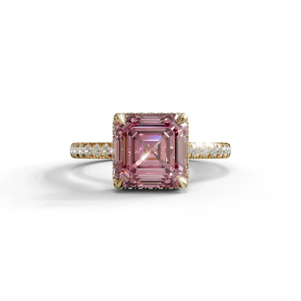 3.5 Carat Pink Lab Grown Diamond Engagement Ring – Asscher Cut Halo