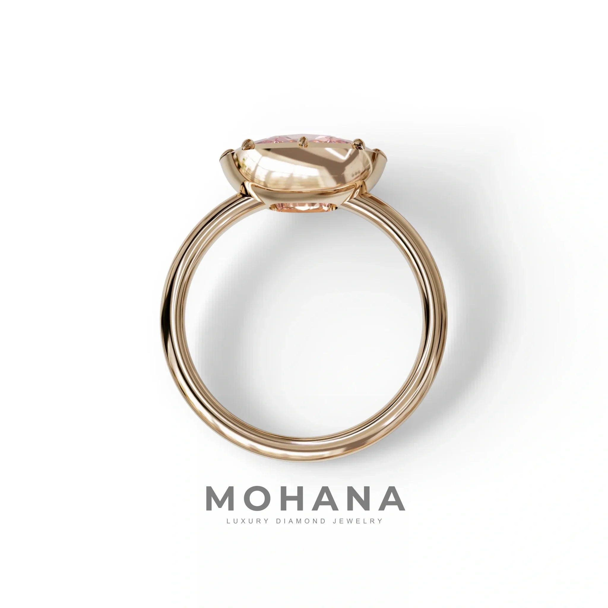3 to 5 Carat Pink Lab Grown Diamond Engagement Ring · Cushion Cut Bezel Set | Reverie - view 8