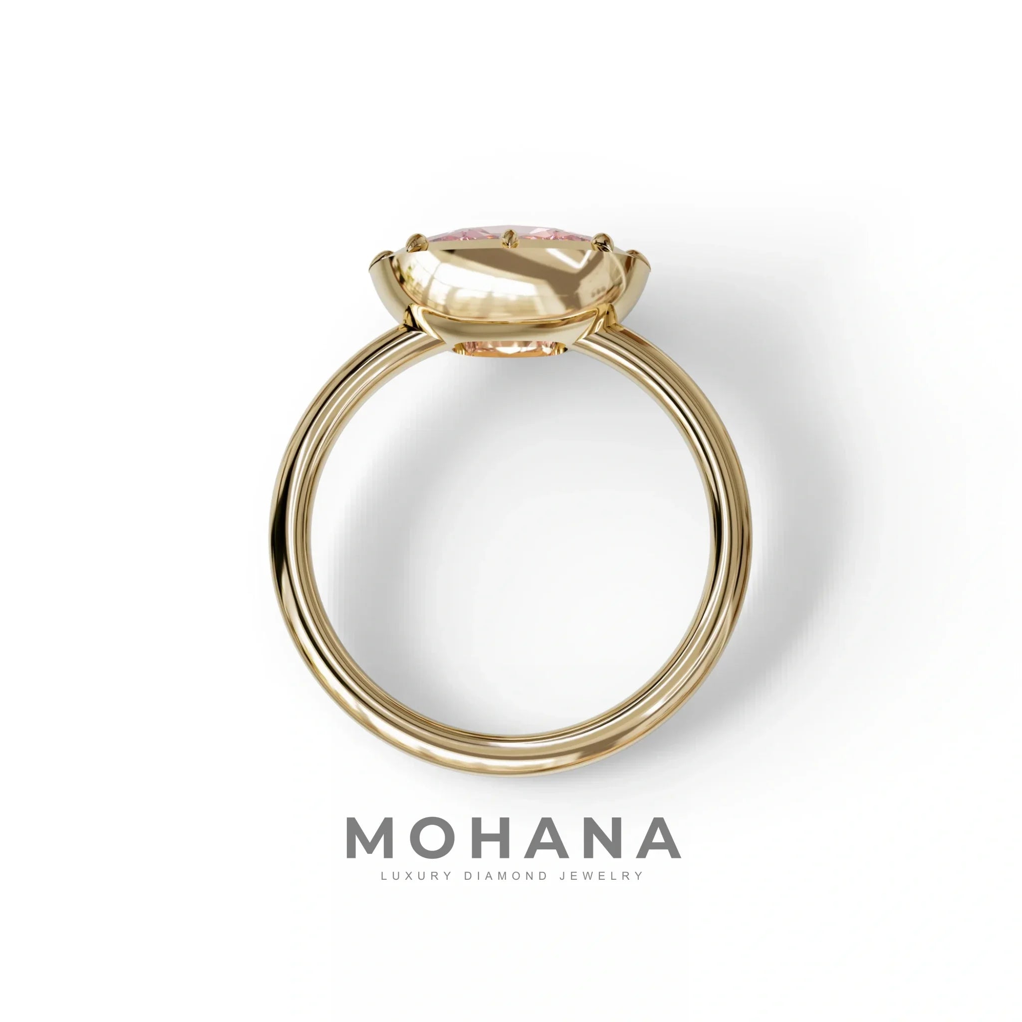 3 to 5 Carat Pink Lab Grown Diamond Engagement Ring · Cushion Cut Bezel Set | Reverie - view 7
