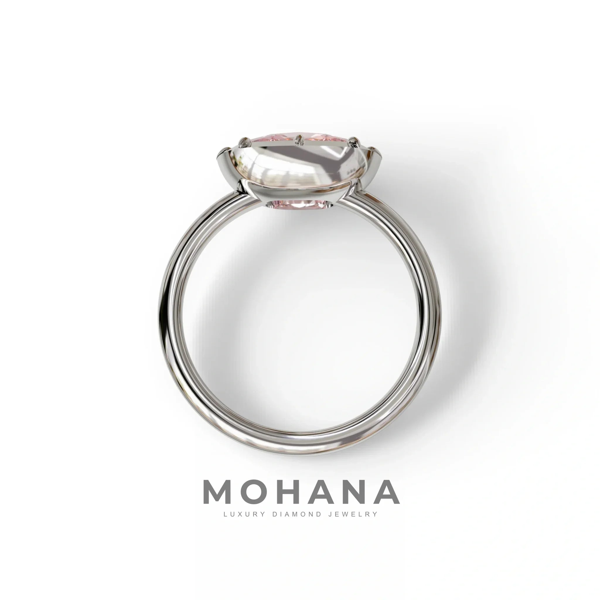 3 to 5 Carat Pink Lab Grown Diamond Engagement Ring · Cushion Cut Bezel Set | Reverie - view 9