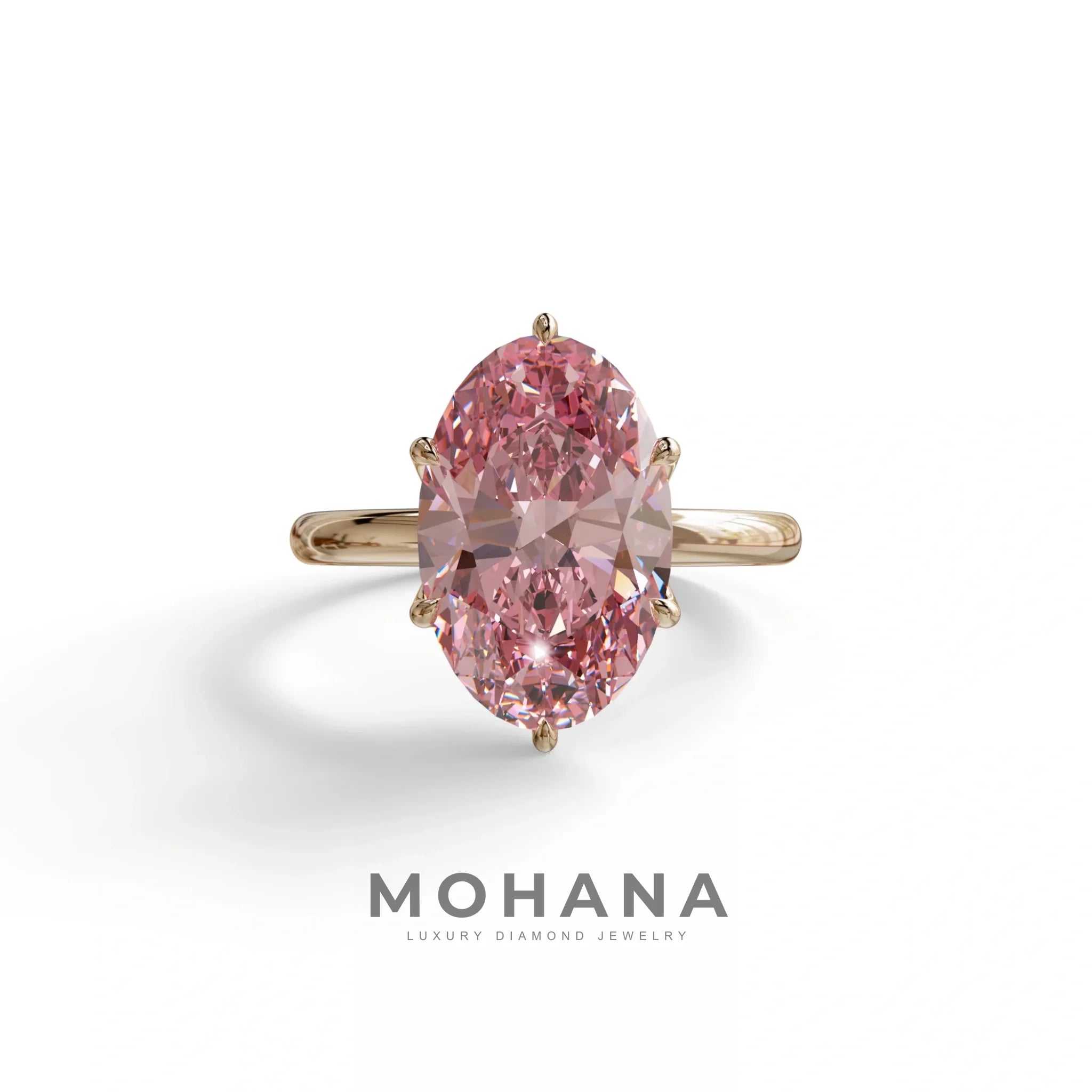 3 to 5 Carat Pink Lab Grown Diamond Engagement Ring · Oval Cut Hidden Halo | Selene - view 2