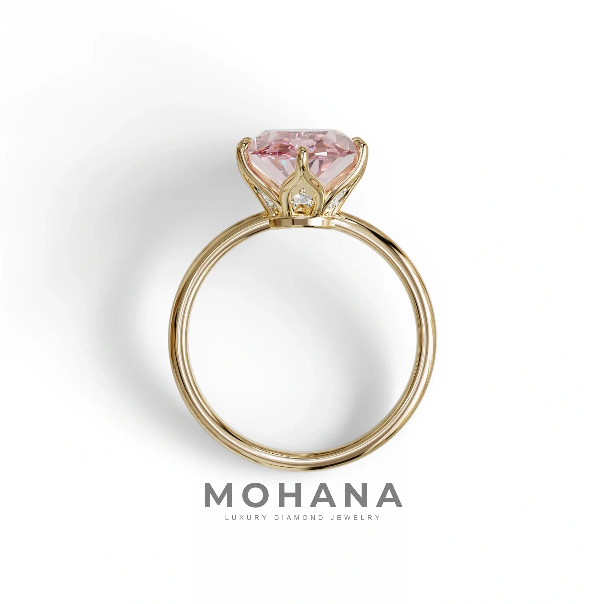 3 to 5 Carat Pink Lab Grown Diamond Engagement Ring · Oval Cut Hidden Halo | Selene - view 7
