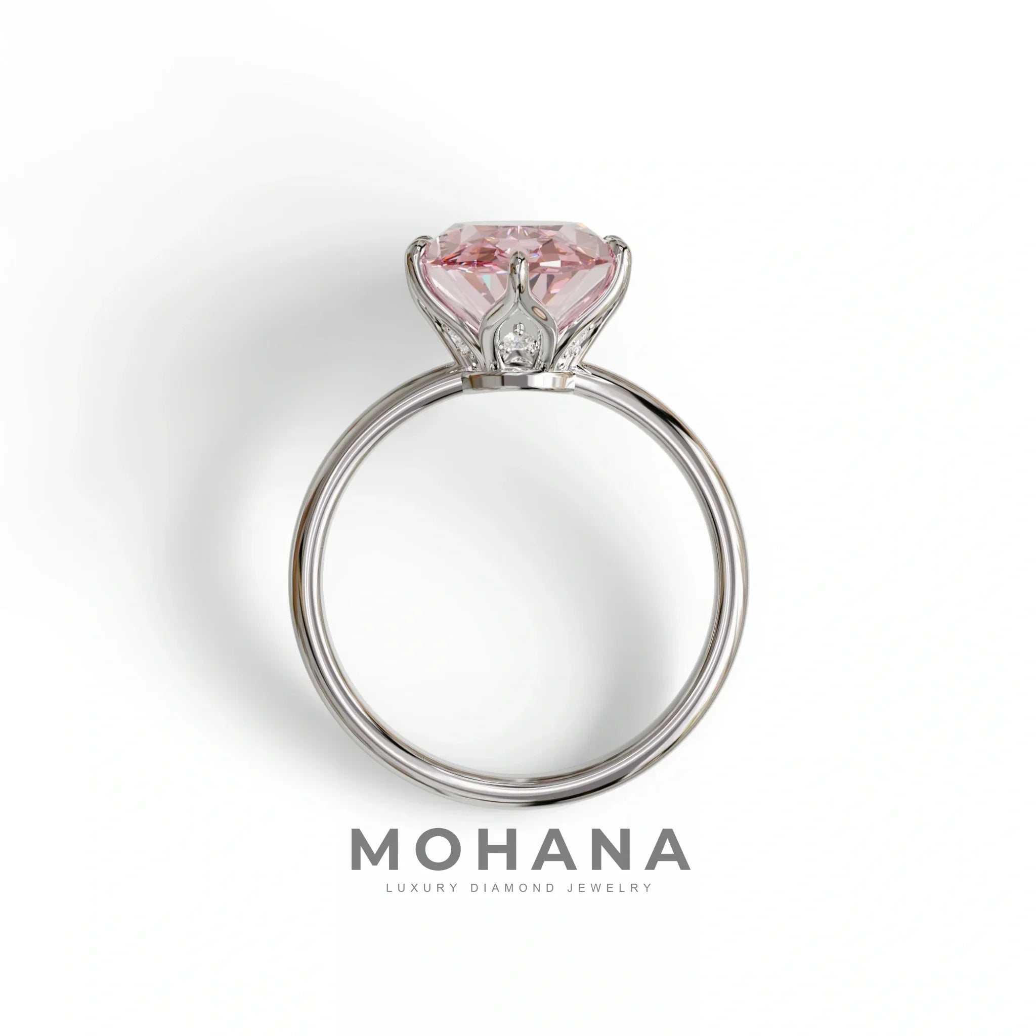 3 to 5 Carat Pink Lab Grown Diamond Engagement Ring · Oval Cut Hidden Halo | Selene - view 9