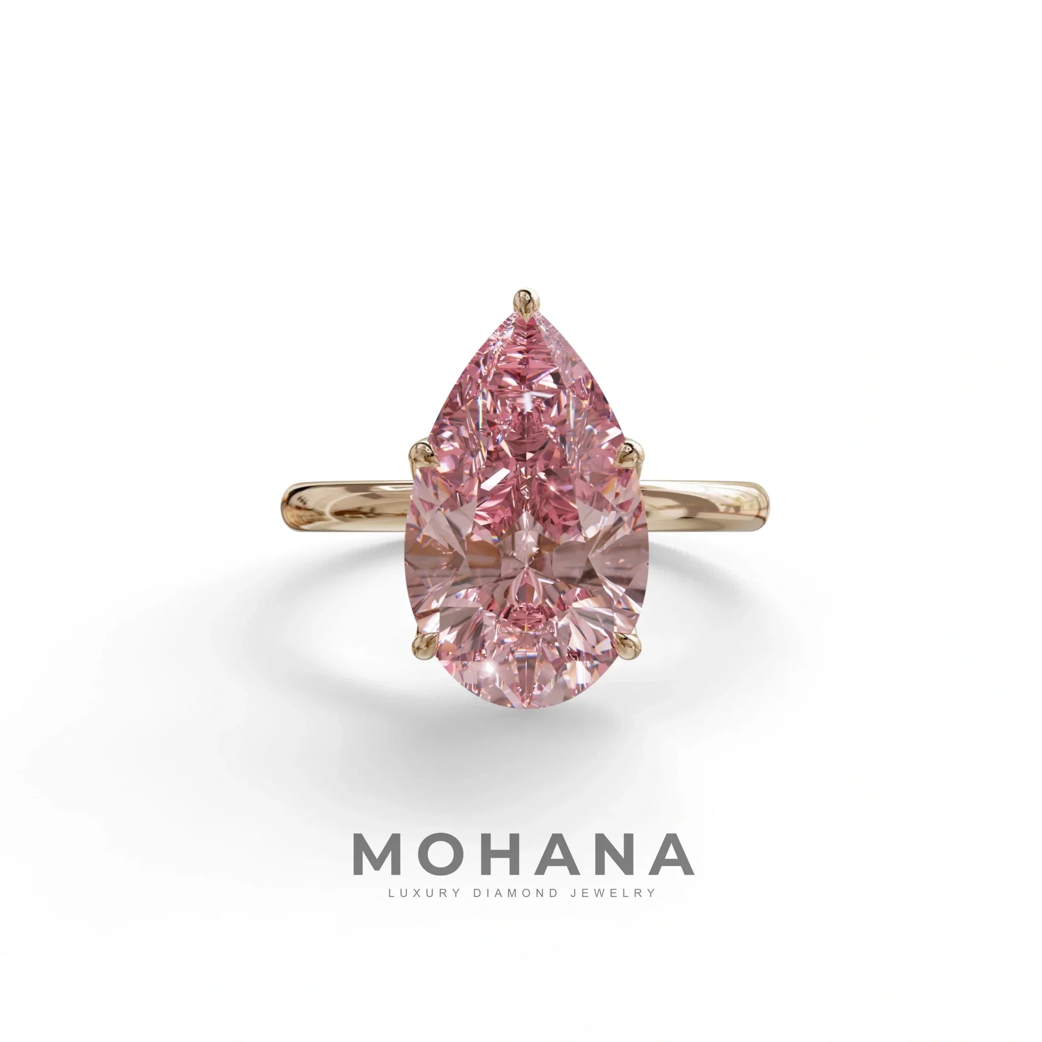 3 to 5 Carat Pink Lab Grown Diamond Engagement Ring · Pear Cut Hidden Halo | Lyra - view 2