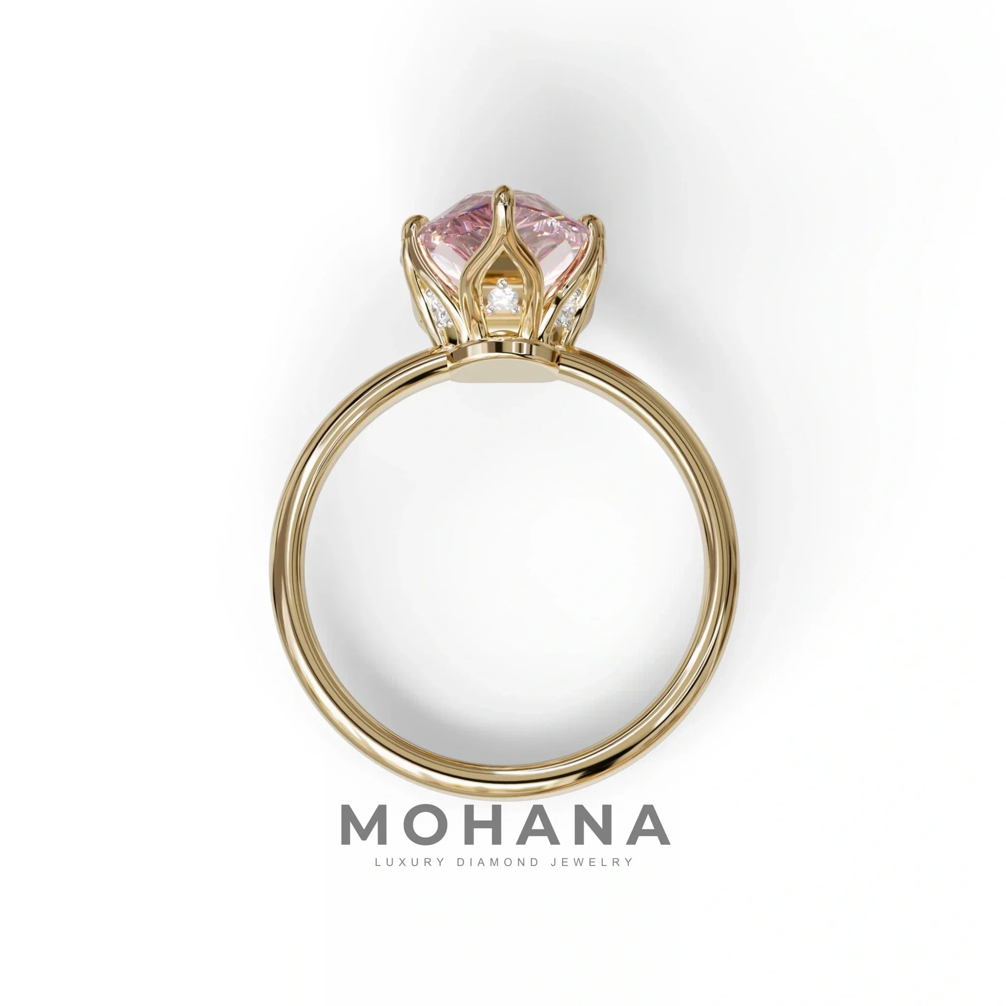 3 to 5 Carat Pink Lab Grown Diamond Engagement Ring · Pear Cut Hidden Halo | Lyra - view 7