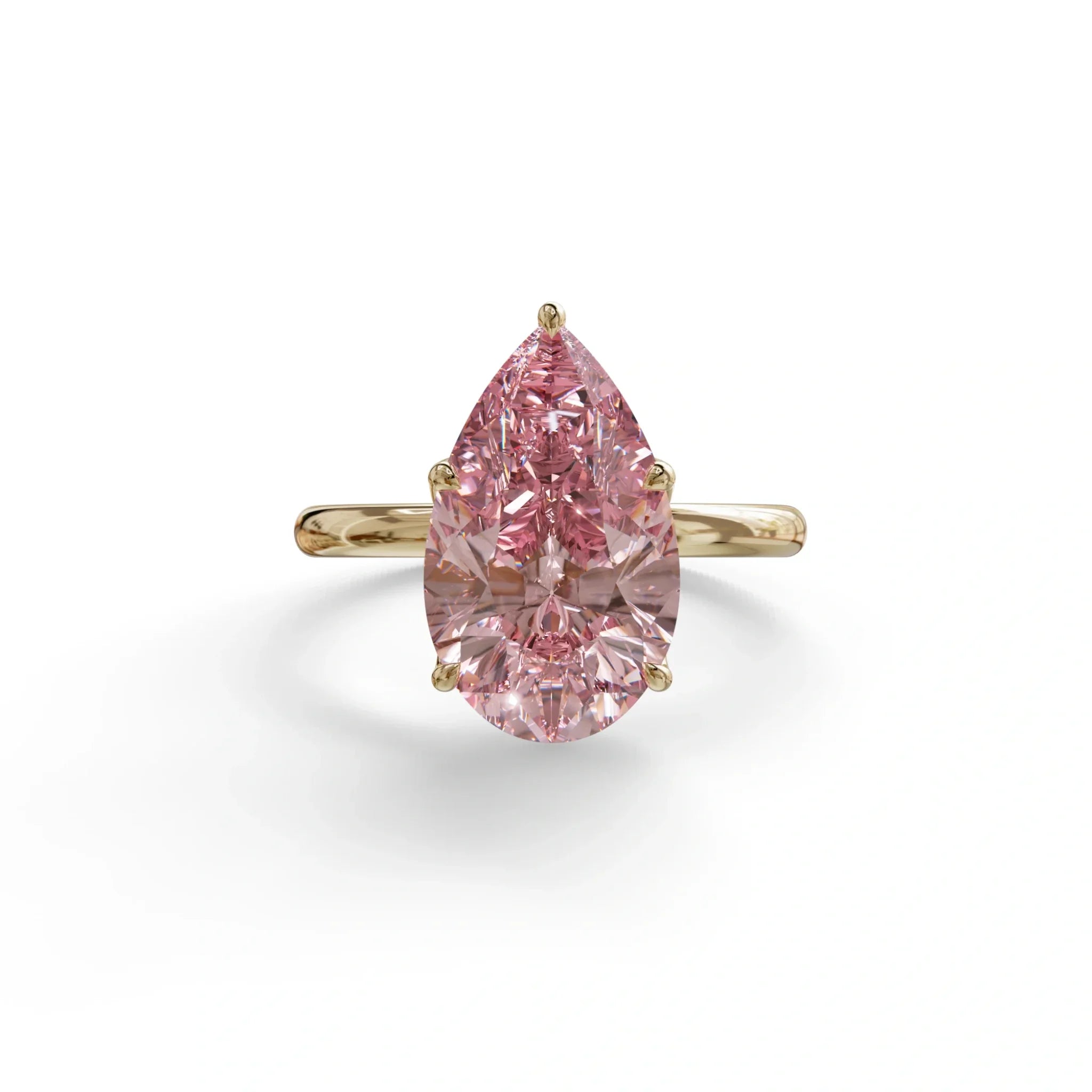 3 to 5 Carat Pink Lab Grown Diamond Engagement Ring · Pear Cut Hidden Halo | Lyra - view 1