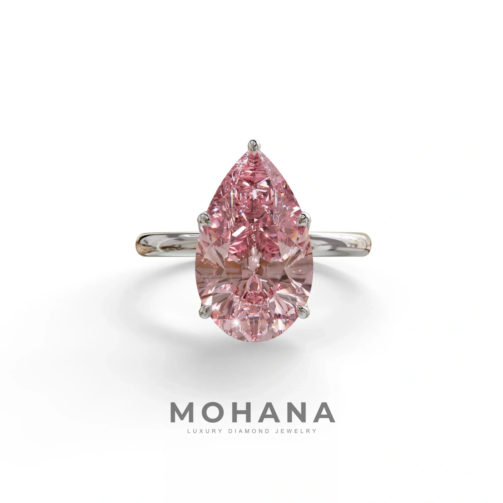 3 to 5 Carat Pink Lab Grown Diamond Engagement Ring · Pear Cut Hidden Halo | Lyra - view 3
