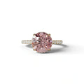 3.5 Carat Pink Round Cut Lab Diamond Ring - Halo & Pave Setting Wedding Ring - 10K Solid Gold / Yellow Gold