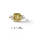3.5 Carat Yellow Lab Grown Diamond Engagement Ring · Cushion Cut Three Stone | Trilogy - view 2