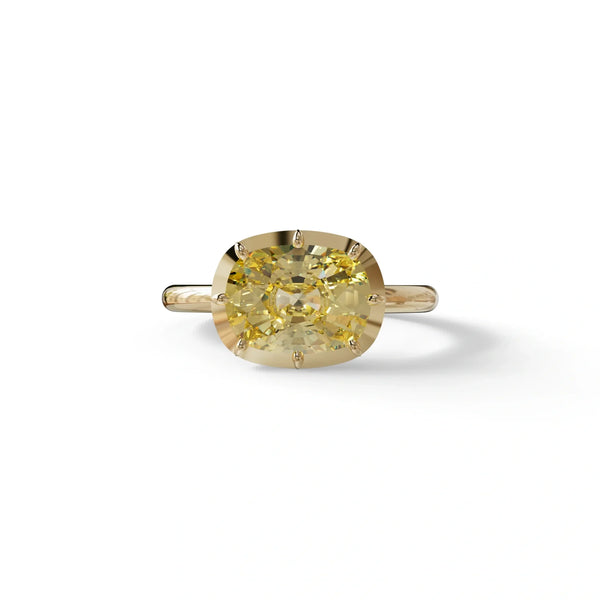 3 to 5 Carat Yellow Lab Grown Diamond Engagement Ring · Cushion Cut Bezel Set | Reverie