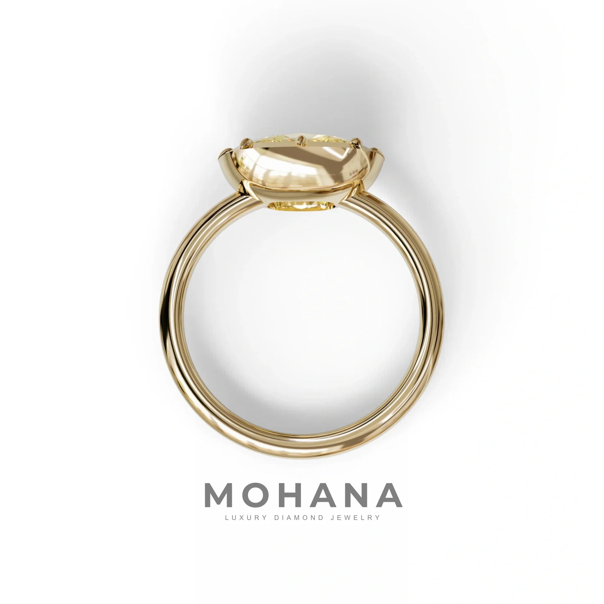 3 to 5 Carat Yellow Lab Grown Diamond Engagement Ring · Cushion Cut Bezel Set | Reverie - view 7