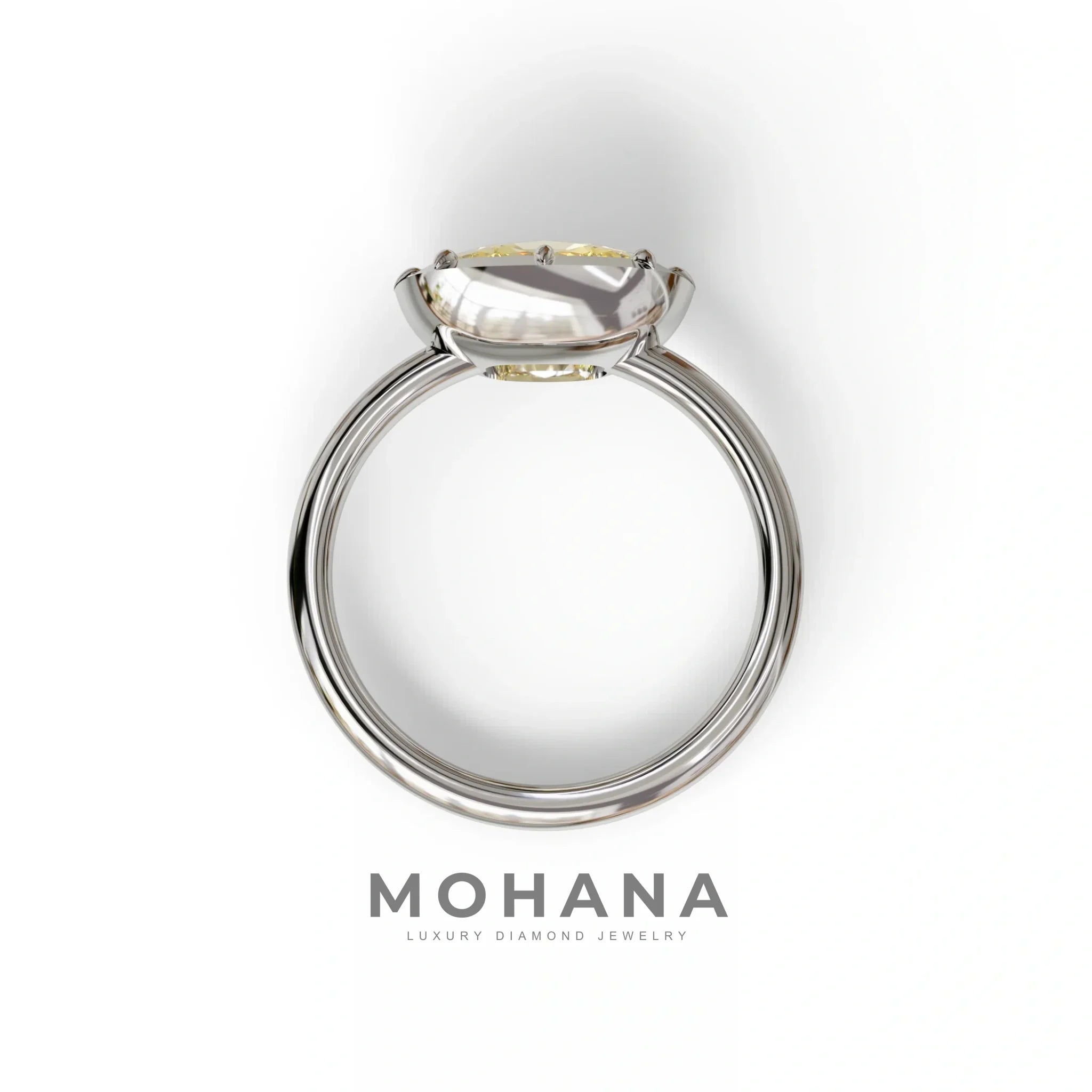 3 to 5 Carat Yellow Lab Grown Diamond Engagement Ring · Cushion Cut Bezel Set | Reverie - view 9