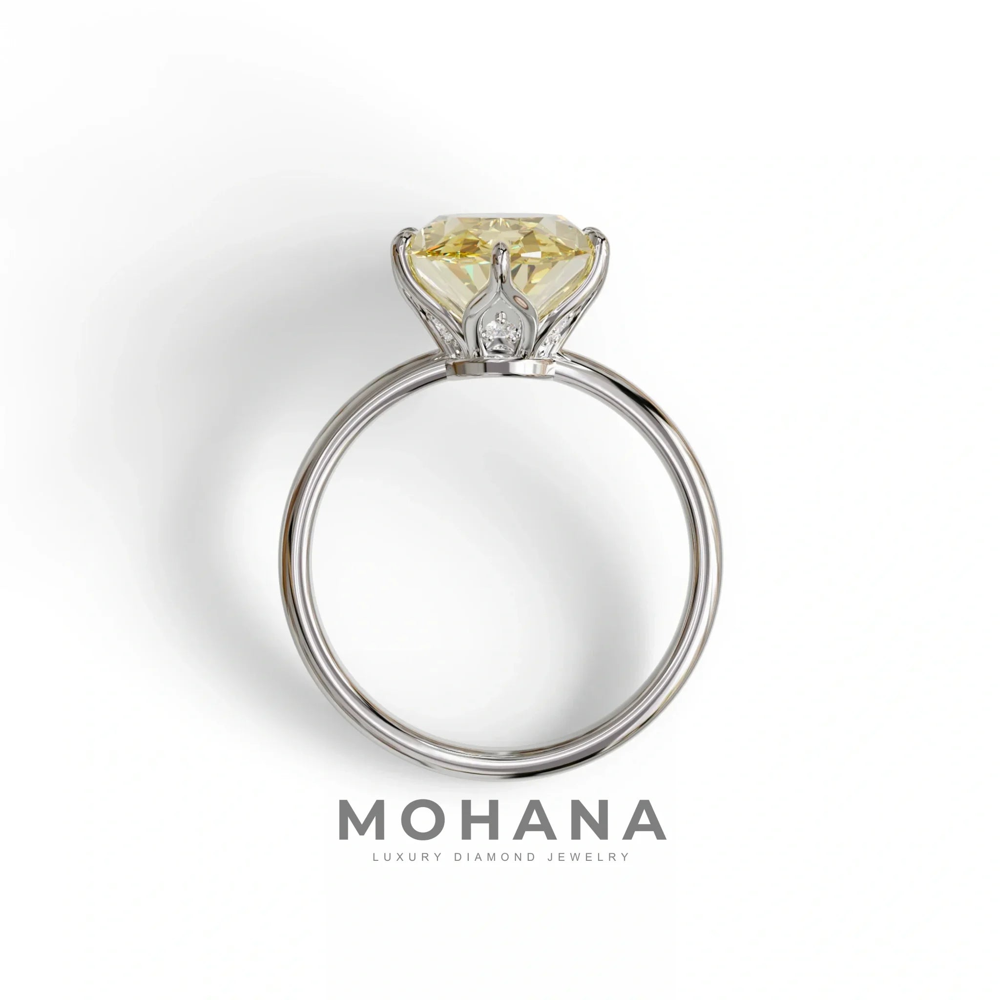3 to 5 Carat Yellow Lab Grown Diamond Engagement Ring · Oval Cut Hidden Halo | Selene - view 9