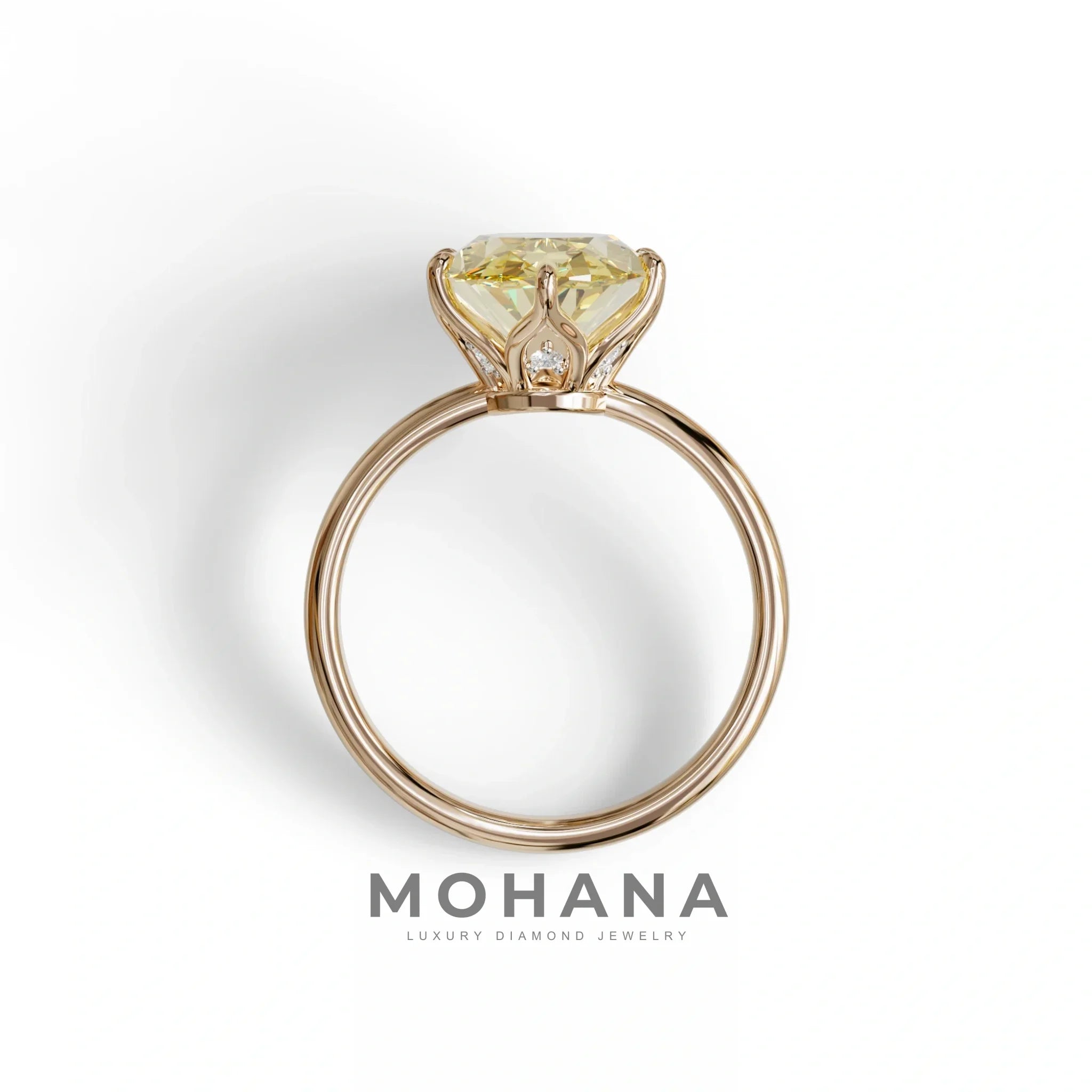 3 to 5 Carat Yellow Lab Grown Diamond Engagement Ring · Oval Cut Hidden Halo | Selene - view 8