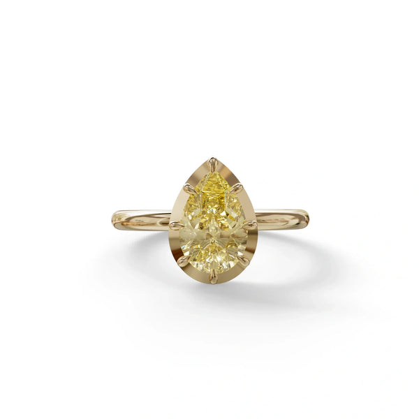 3 to 5 Carat Yellow Lab Grown Diamond Engagement Ring · Pear Cut Bezel Set | Mirage