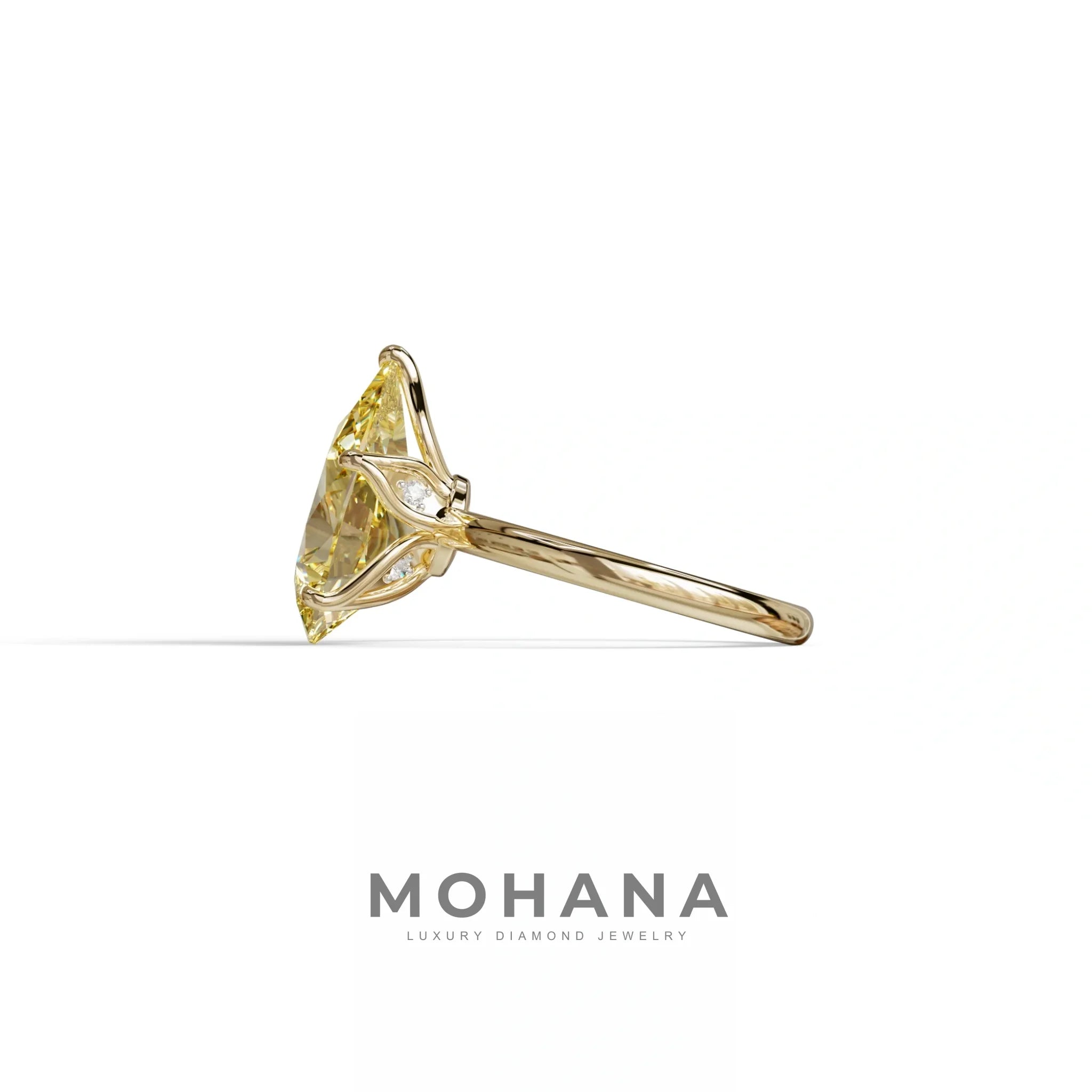 3 to 5 Carat Yellow Lab Grown Diamond Engagement Ring · Pear Cut Hidden Halo | Lyra - view 4