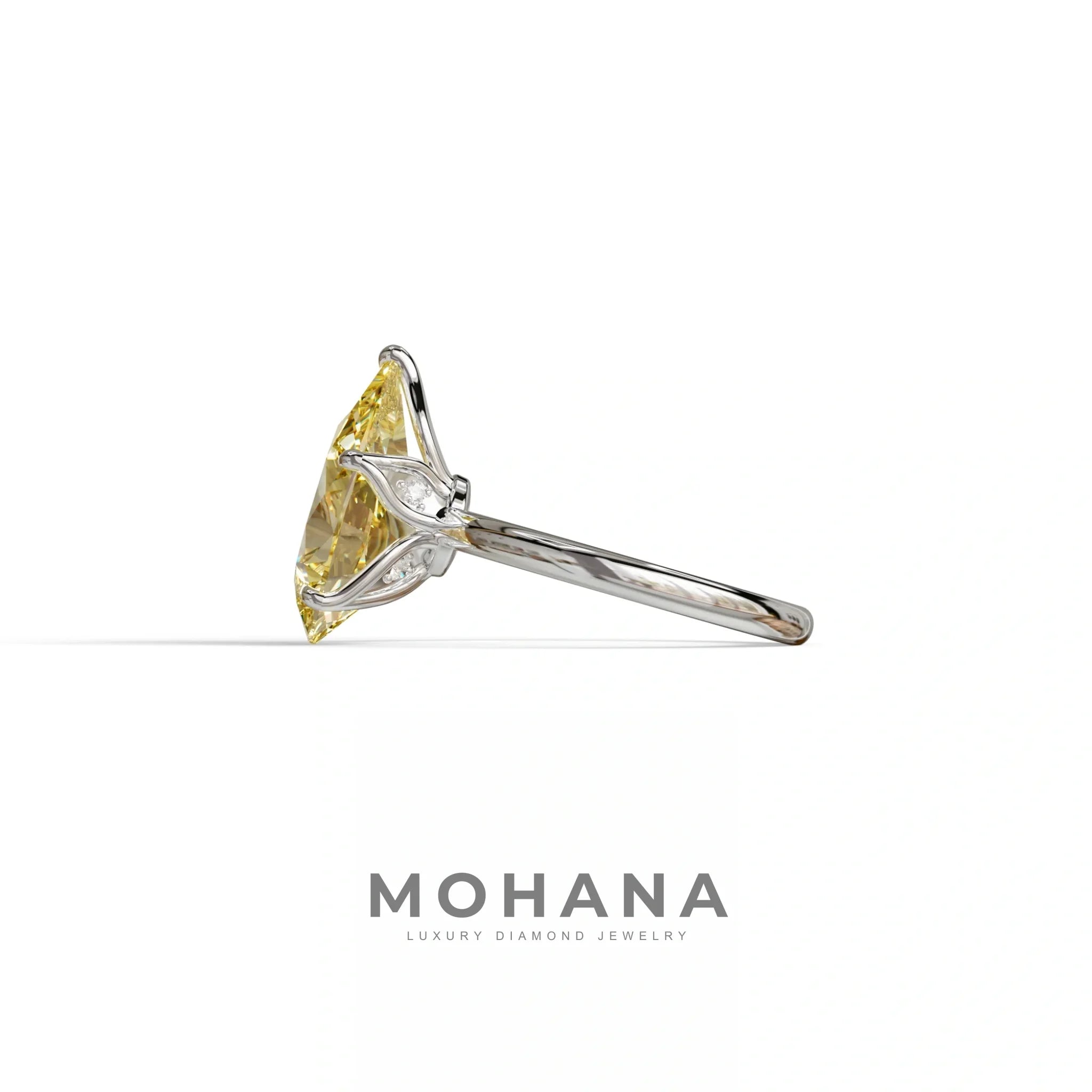 3 to 5 Carat Yellow Lab Grown Diamond Engagement Ring · Pear Cut Hidden Halo | Lyra - view 6
