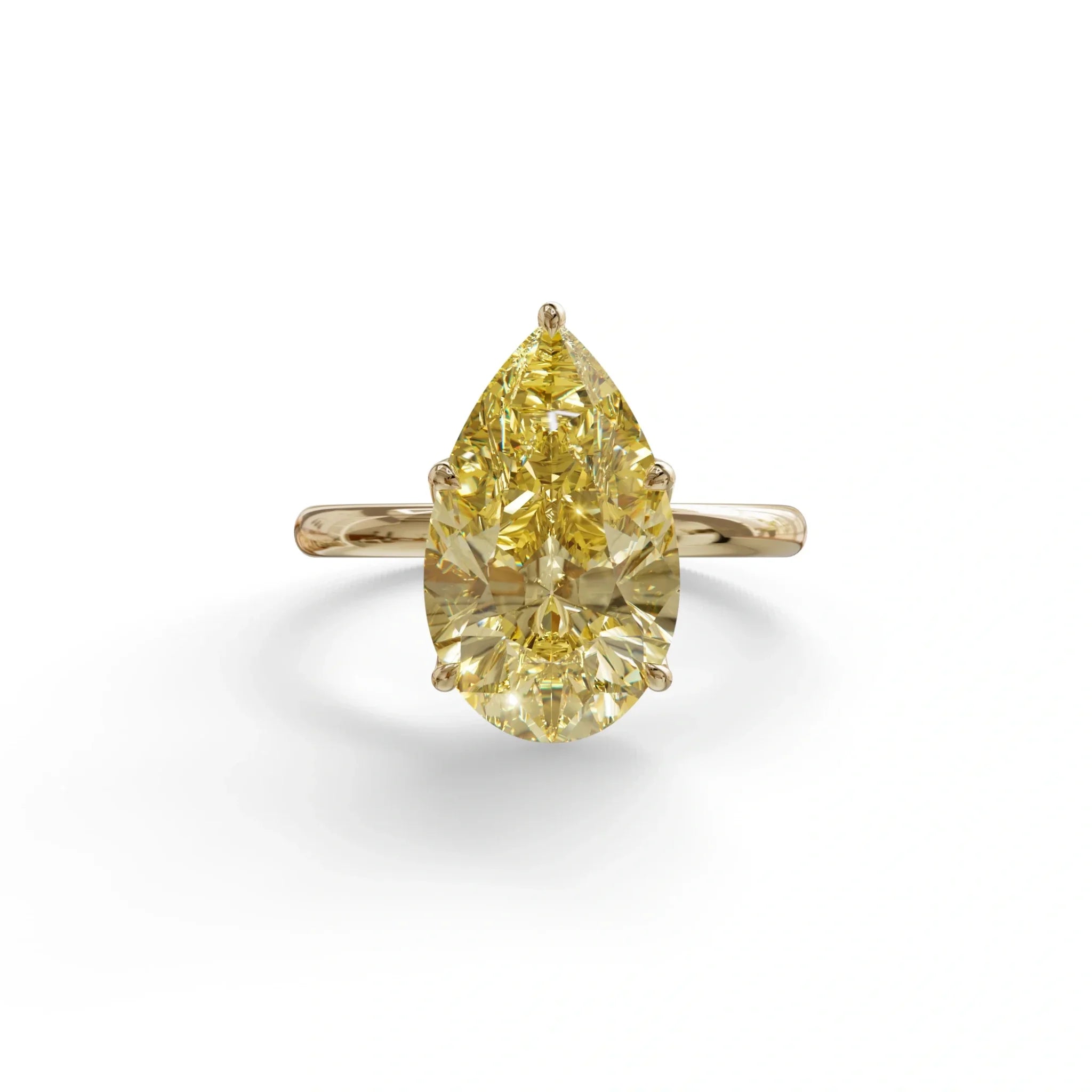3 to 5 Carat Yellow Lab Grown Diamond Engagement Ring · Pear Cut Hidden Halo | Lyra - view 1