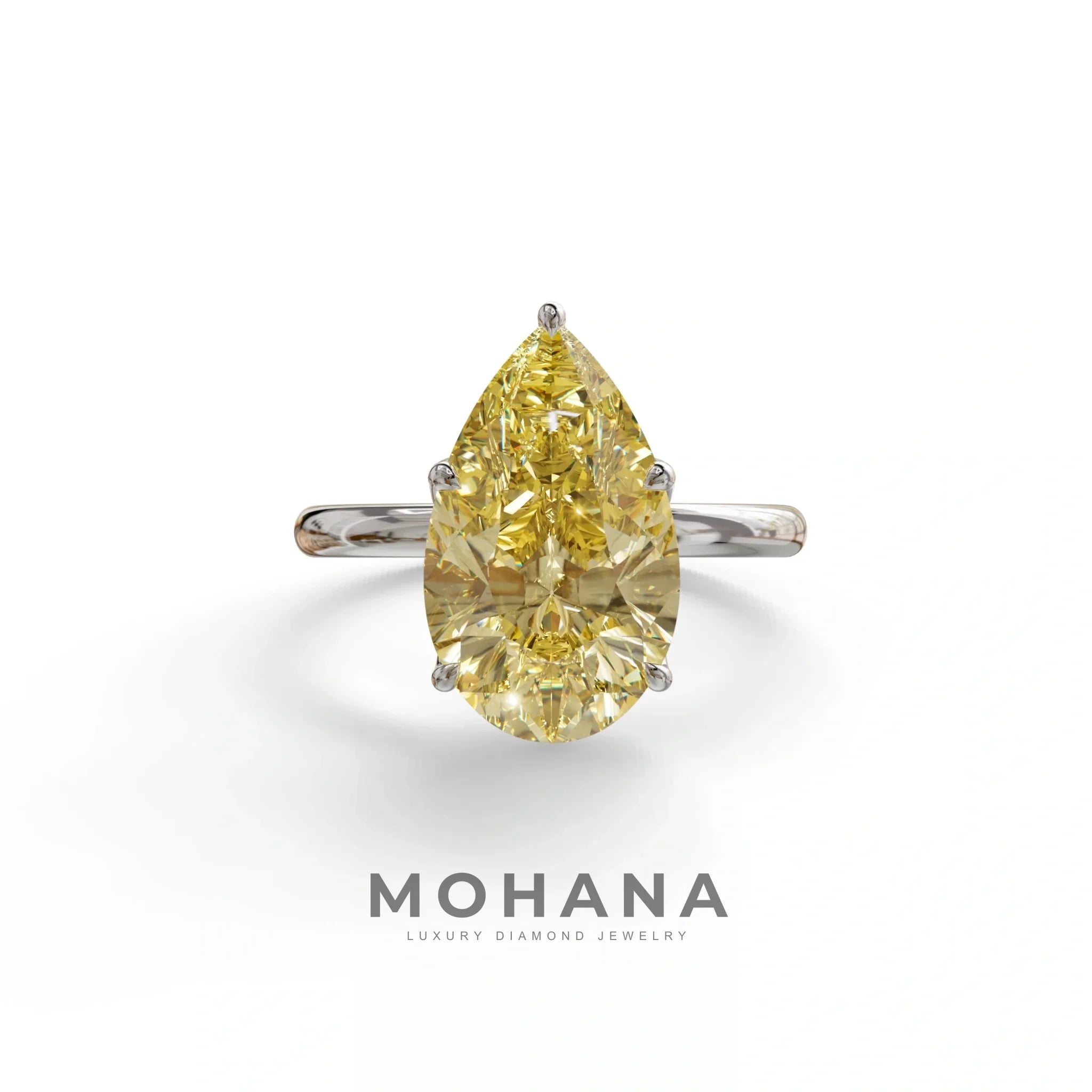 3 to 5 Carat Yellow Lab Grown Diamond Engagement Ring · Pear Cut Hidden Halo | Lyra - view 3