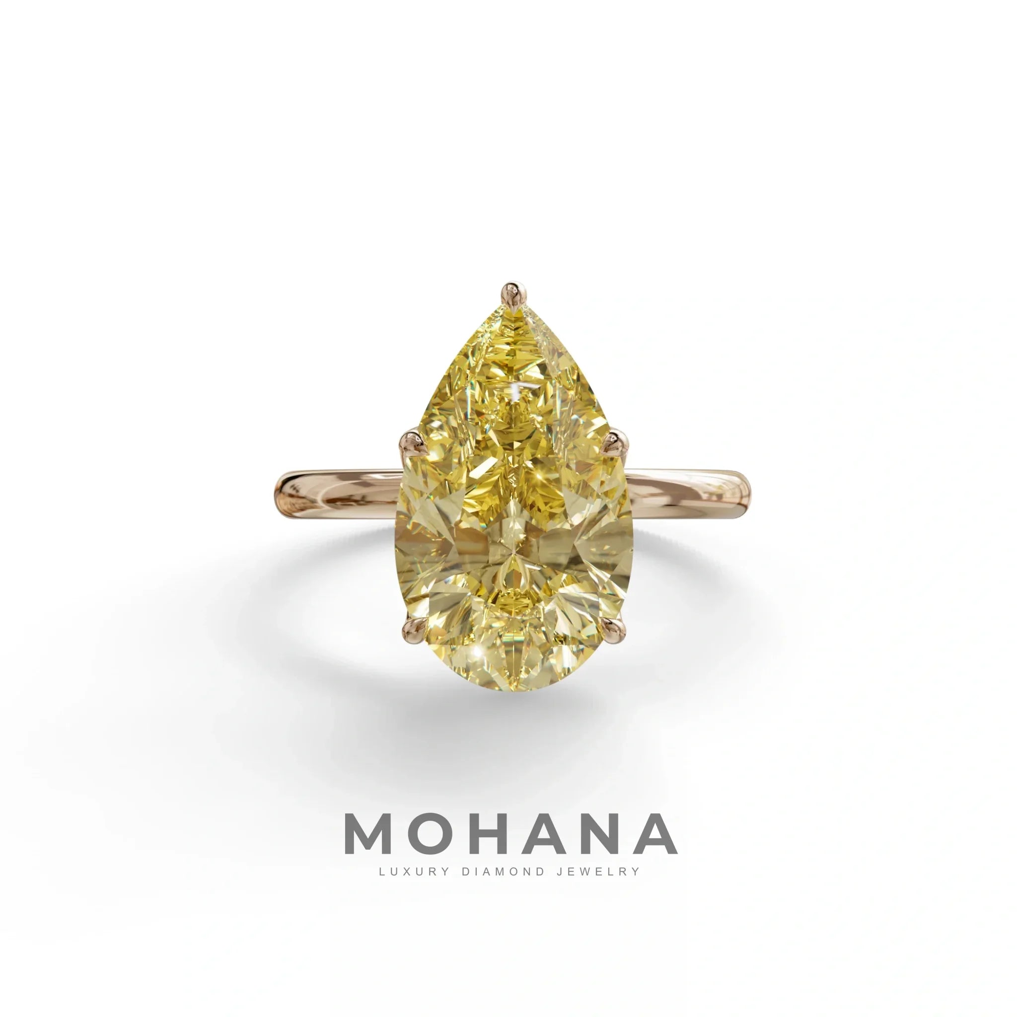 3 to 5 Carat Yellow Lab Grown Diamond Engagement Ring · Pear Cut Hidden Halo | Lyra - view 2