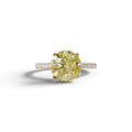 3.5 Carat Yellow Round Cut Lab Diamond Ring - Halo & Pave Setting Wedding Ring - 10K Solid Gold / Yellow Gold
