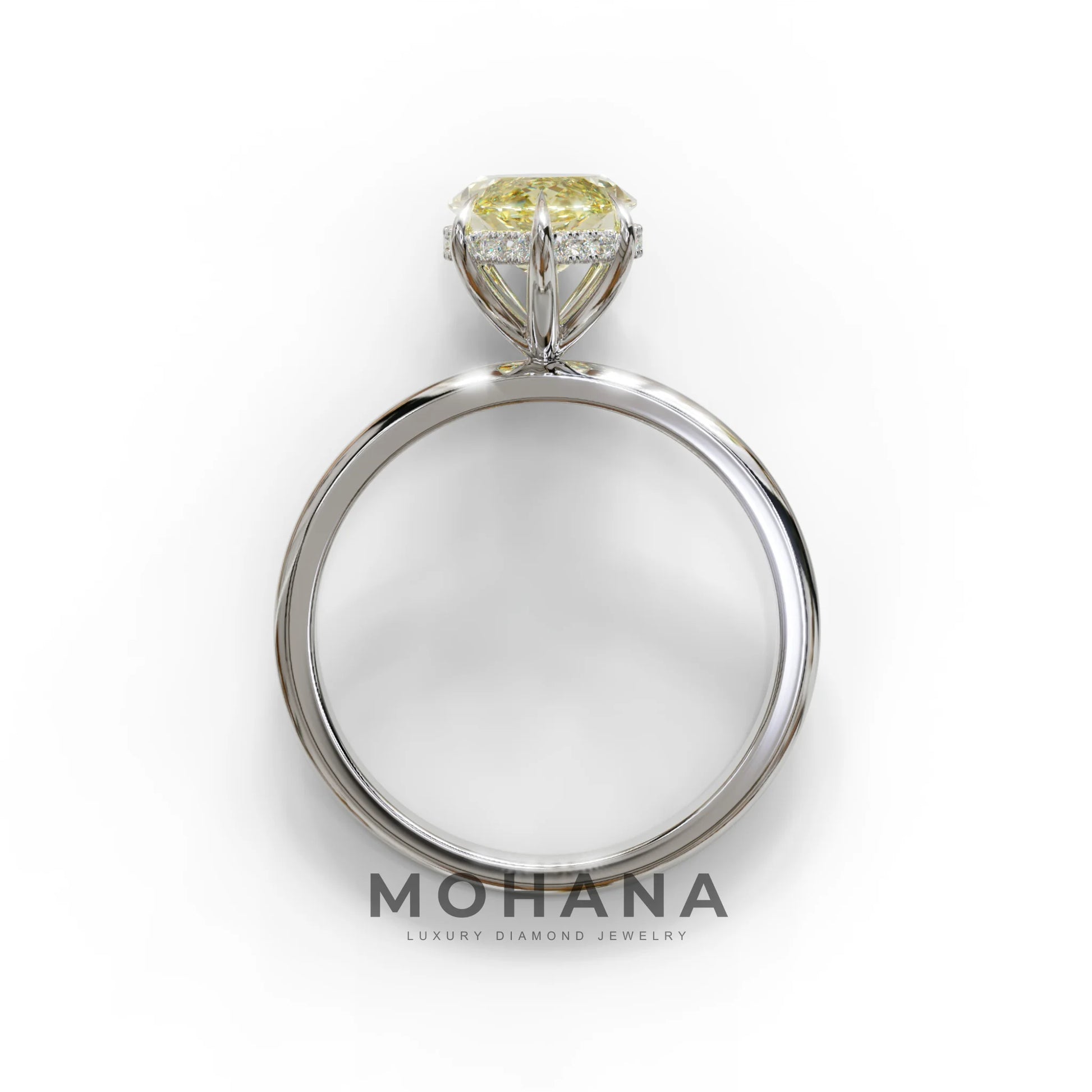 3.5 Carat Yellow Marquise Cut Hidden Halo & Claw Setting Lab Grown Diamond Ring