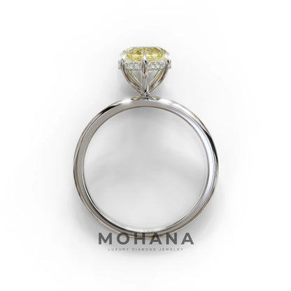 3.5 Carat Yellow Marquise Cut Hidden Halo & Claw Setting Lab Grown Diamond Ring
