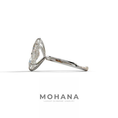 3.5ct E VVS Marquise Cut Hidden Halo & Claw Lab Grown Diamond Engagement Ring - ring