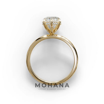 3.5ct E VVS Marquise Cut Hidden Halo & Claw Lab Grown Diamond Engagement Ring - ring