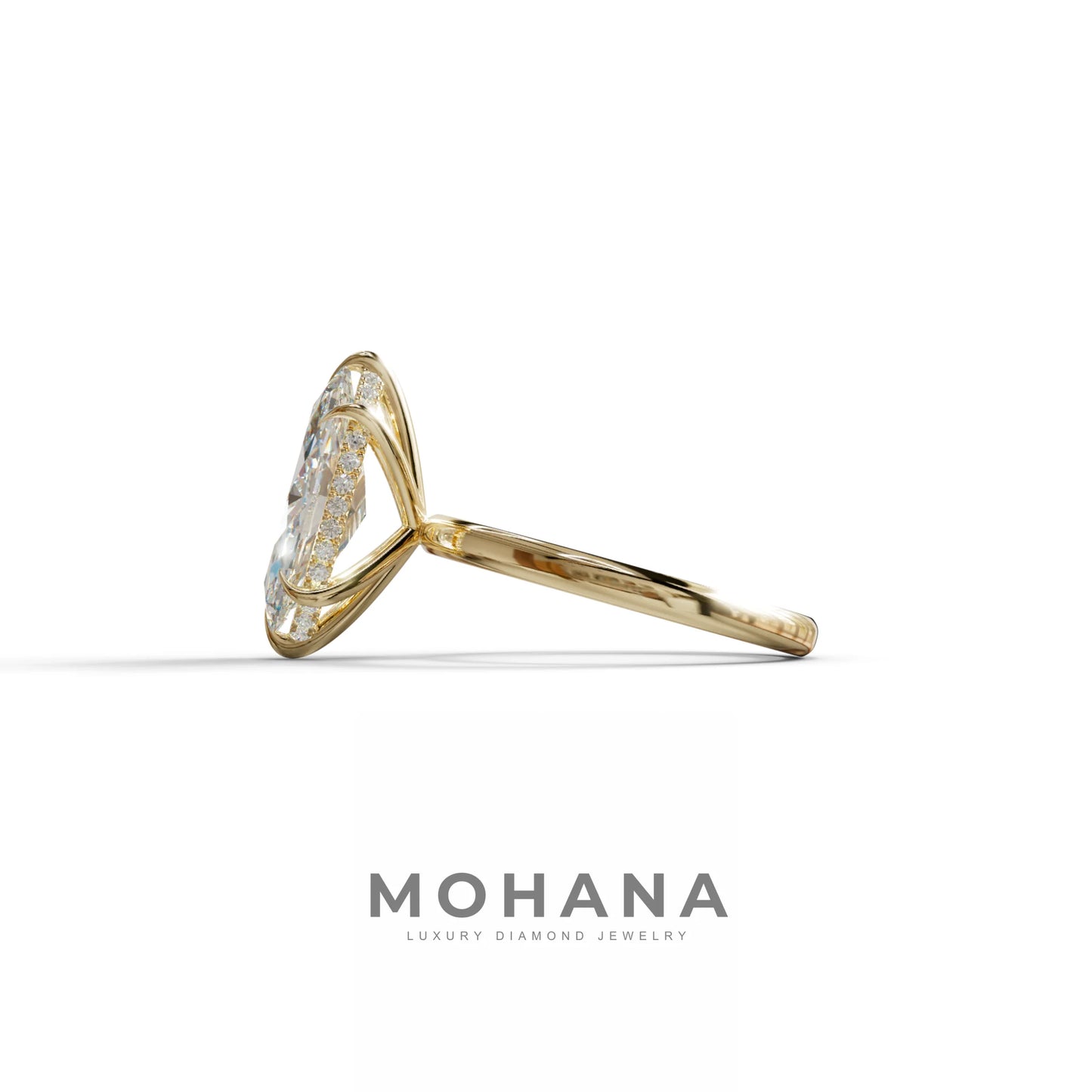 3.5ct E VVS Marquise Cut Hidden Halo & Claw Lab Grown Diamond Engagement Ring - ring