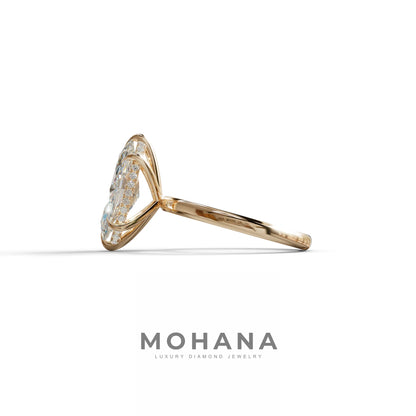 3.5ct E VVS Marquise Cut Hidden Halo & Claw Lab Grown Diamond Engagement Ring - ring