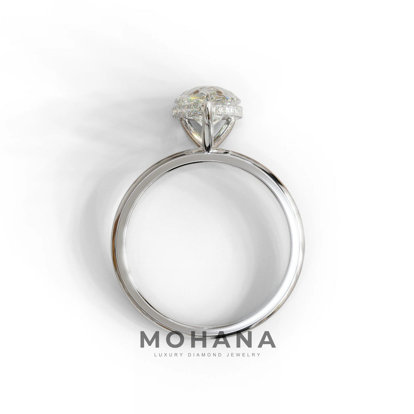 3.5 Carat E/VVS Pear Cut Hidden Halo Lab Grown Diamond Ring