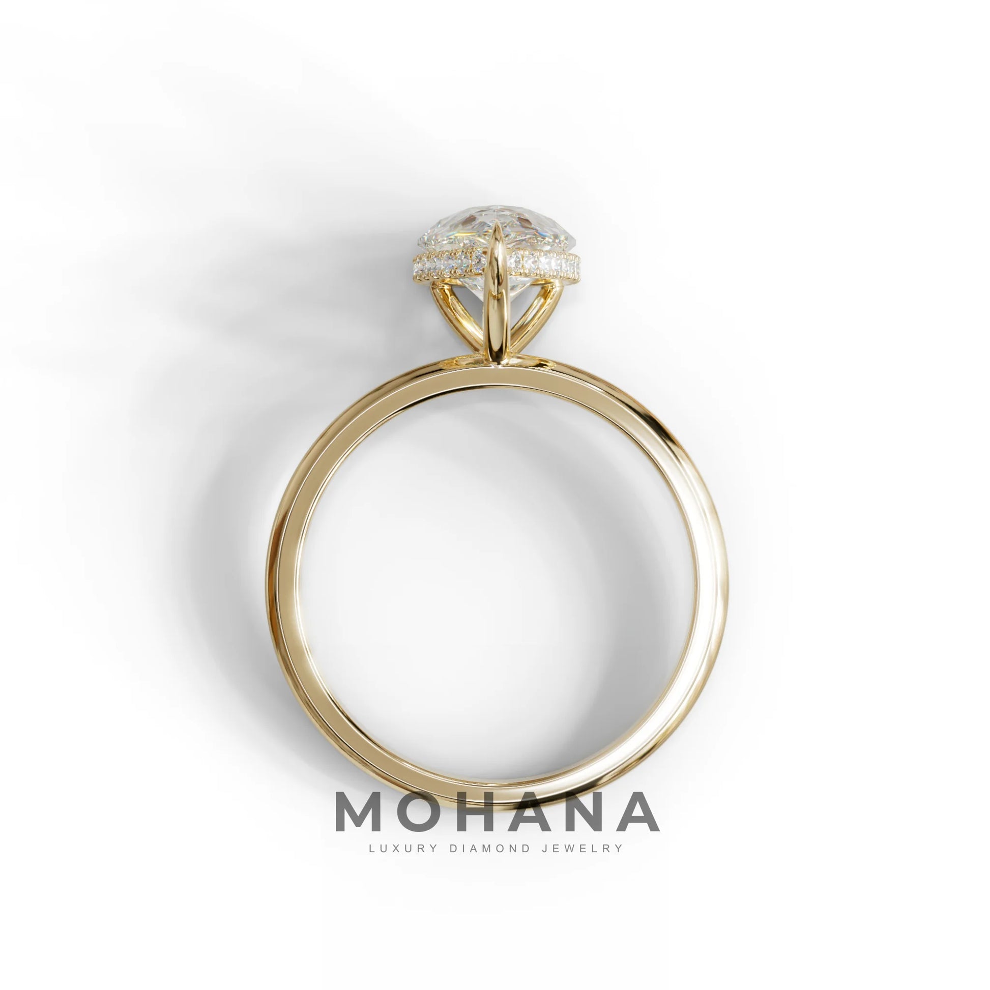 3.5 Carat E/VVS Pear Cut Hidden Halo Lab Grown Diamond Ring