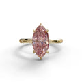 3.5 Carat Pink Marquise Cut Hidden Halo Lab Grown Diamond Ring - Meraviglioso - 10K Solid Gold / Yellow Gold