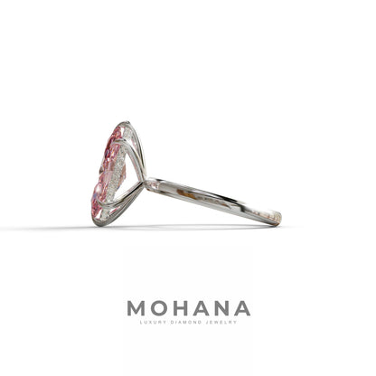 3.5 Carat Pink Marquise Cut Hidden Halo Lab Grown Diamond Ring - Meraviglioso