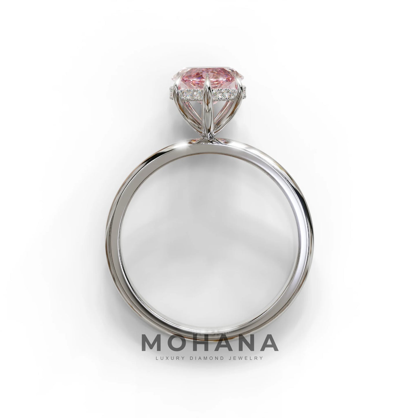 3.5 Carat Pink Marquise Cut Hidden Halo Lab Grown Diamond Ring - Meraviglioso